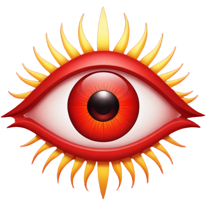 Occult eye symbol glowing red, protective ward, minimal esoteric design emoji