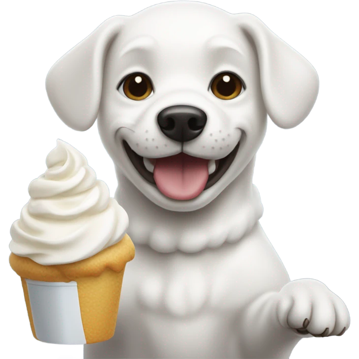 White dog eating whip cream  emoji