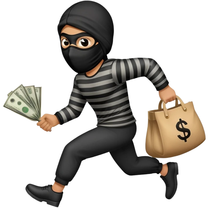 side view of a thief running with a money bag on the back emoji