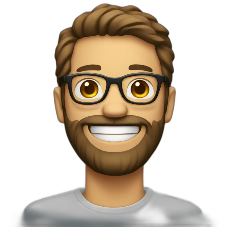 So happy a bearded guy with glasses emoji