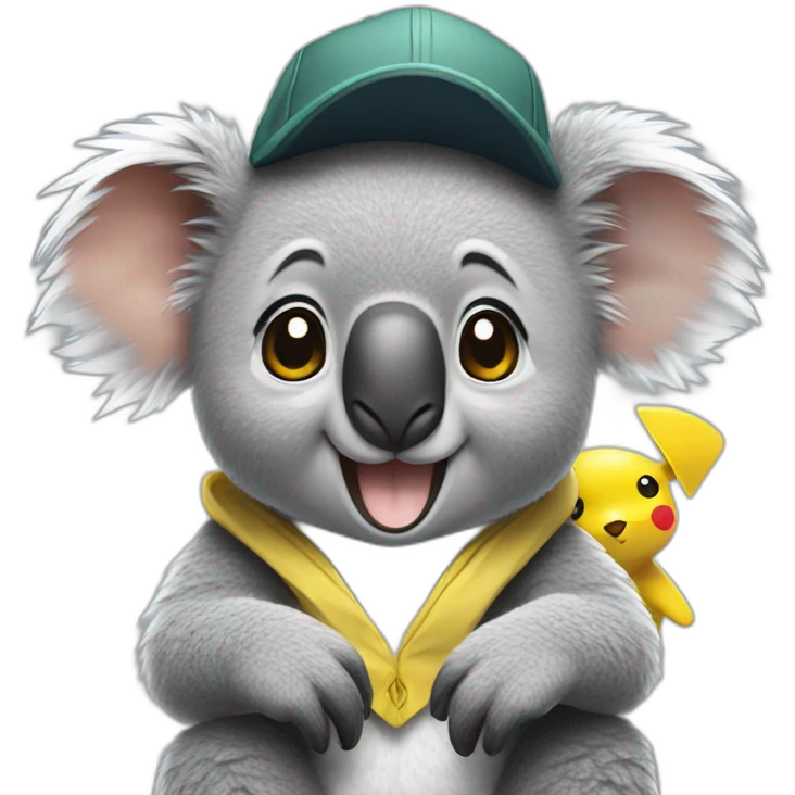 Koala with pikachu hat emoji