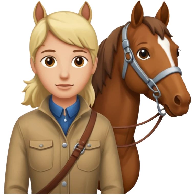 person with a horse on the end of a long lead emoji