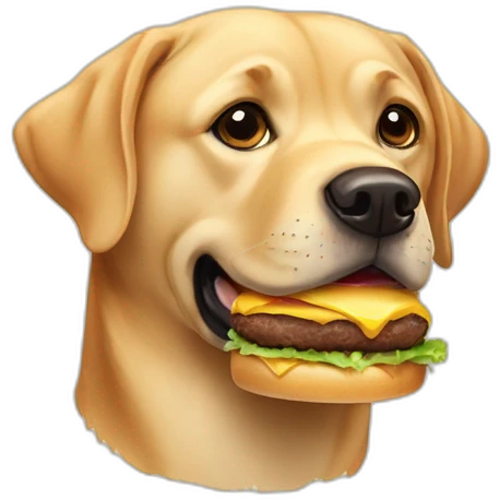 A labrador eat burger emoji
