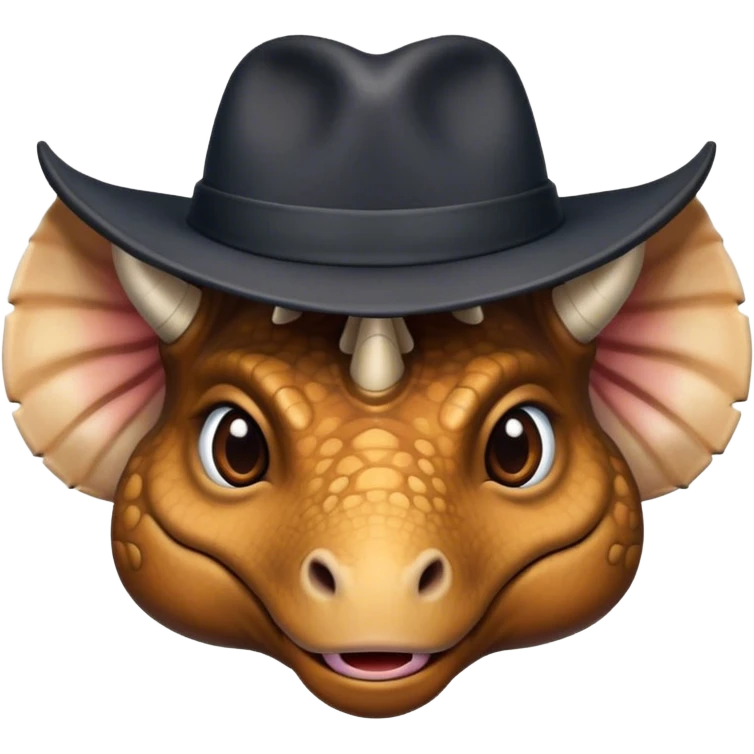 triceratops face with a dark office hat emoji