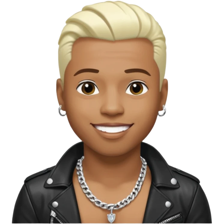 Sisqó, R&B Singer with platinum blonde hair, dark skin, shirtless with necklace, black leather jacket emoji