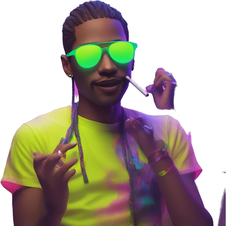 Rave party dancing neon smoking emoji
