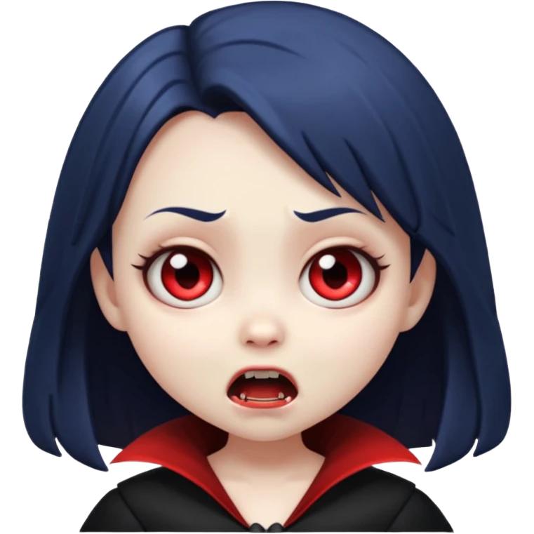 Chibi girl, small body, big head, vampire, scared expression  emoji
