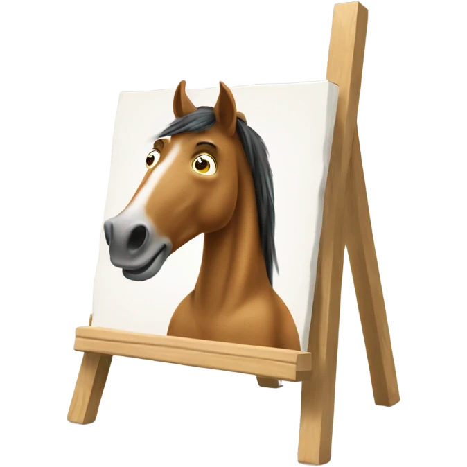 horse painting a picture with a paintbrush and easel emoji