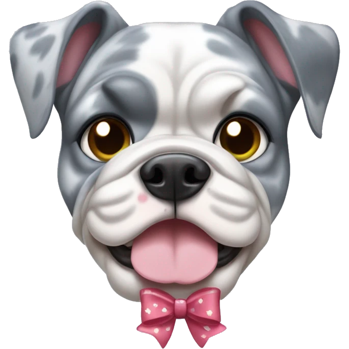 Blue Merle bulldog with bows emoji