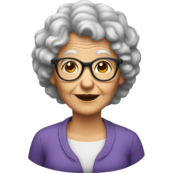Old lady with curly hair and glasses emoji