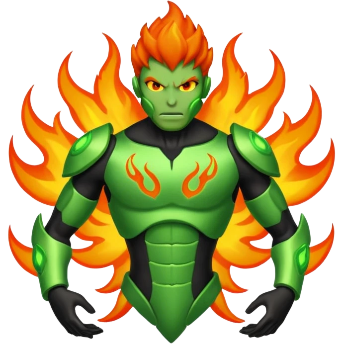 The Omnitrix from Ben 10 with a fiery guy in the middle emoji