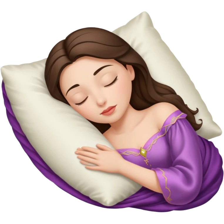 sleeping beauty brunette white girl with a silk pillow emoji