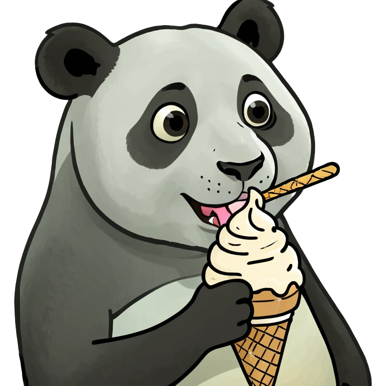 Panda eating ice cream emoji