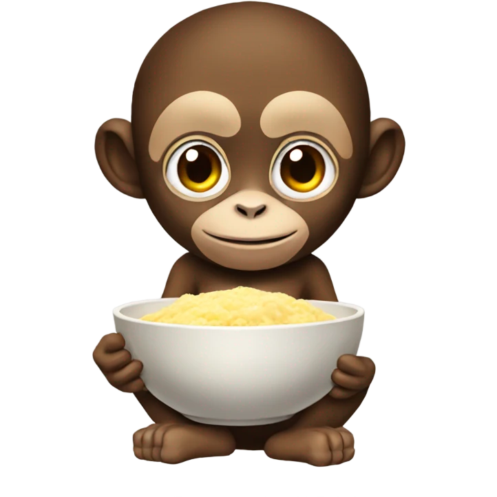 Monkey with a Bowl of fufu emoji