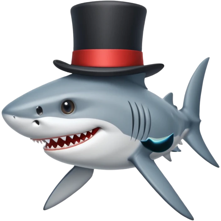Shark with a top hat emoji