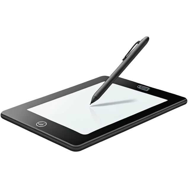 digital drawing tablet with a stylus resting on top emoji