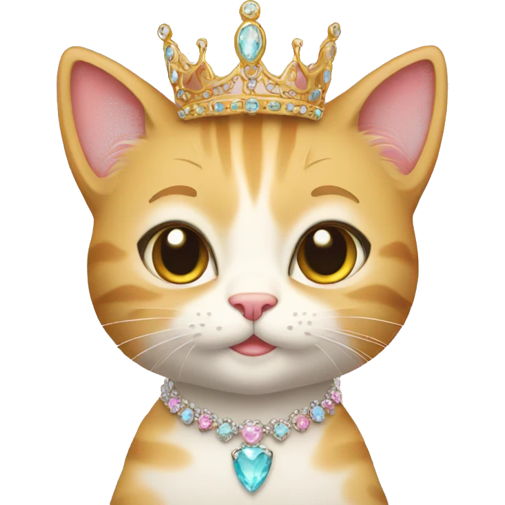 princess-cat with tiara and necklace full body emoji
