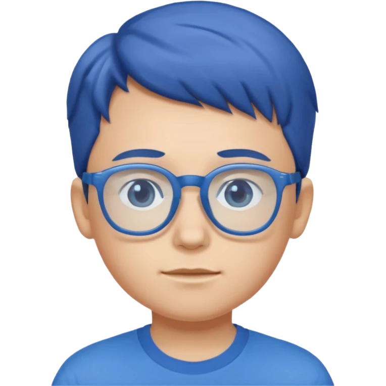 child with blue shirt blue glasses emoji