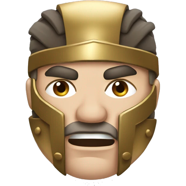 Embarrassed Gladiator: A gladiator with a blushing face, looking down, maybe with a shield partly covering his face, expressing shame or embarrassment after a defeat or mistake. emoji