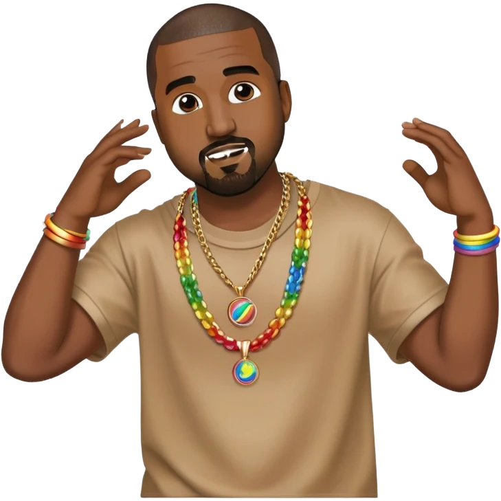 Kanye dancing with rainbow pendant necklace emoji
