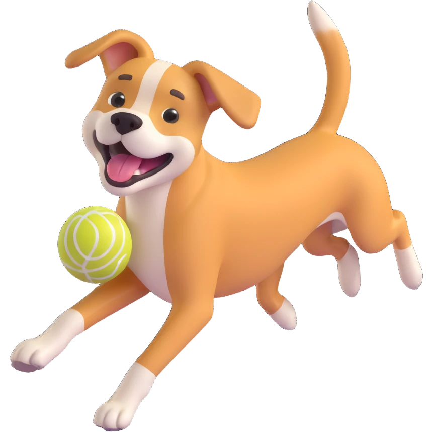 happy dog running after ball emoji