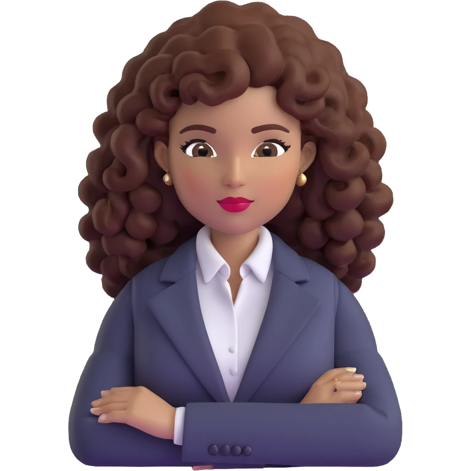 Confident African executive woman with voluminous curly hair, sophisticated business attire, professional appearance emoji