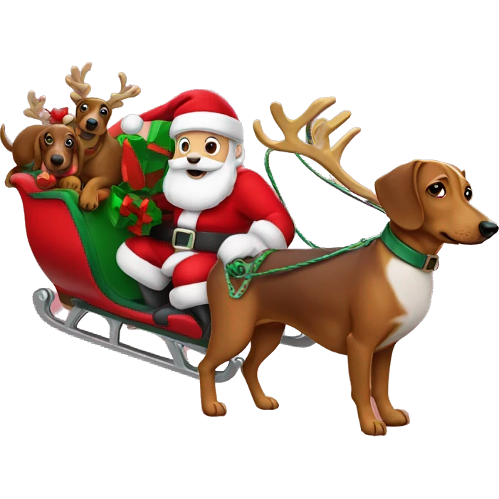Santa and his sleigh, with daschunds instead of reindeer emoji