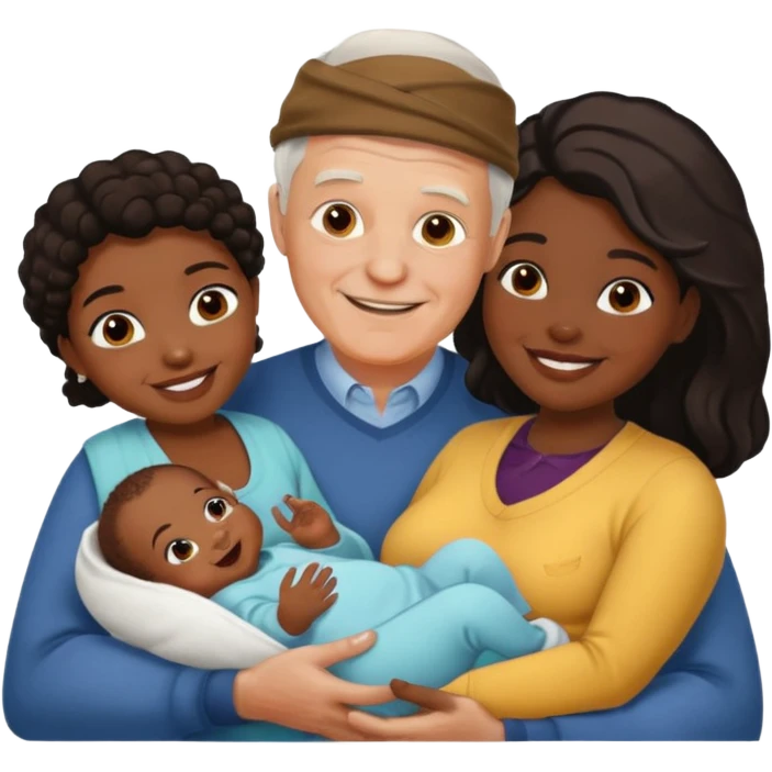 Old white man younger black women and baby emoji