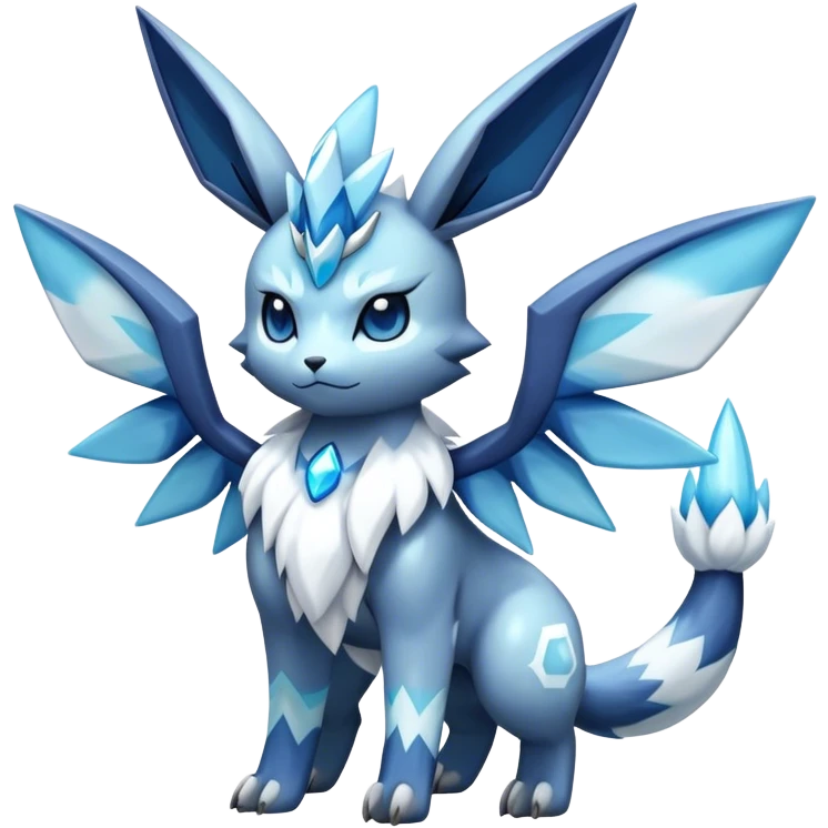 Fluffy celestial Glaceon-dialga-hybrid, full body emoji