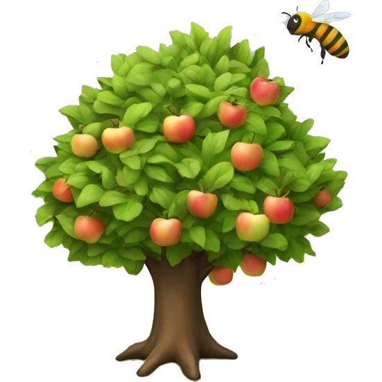 Appletree with bee on top right emoji