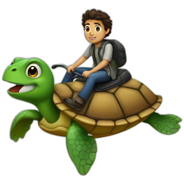 Gabriel attal riding a turtle emoji