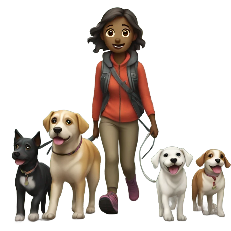 Girl walking dogs on mountain emoji