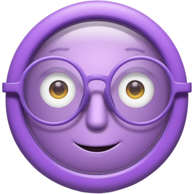 A 3D cartoon lavender-purple round spectacle with thin circular rims, clear lenses, soft shadow. Only glasses emoji