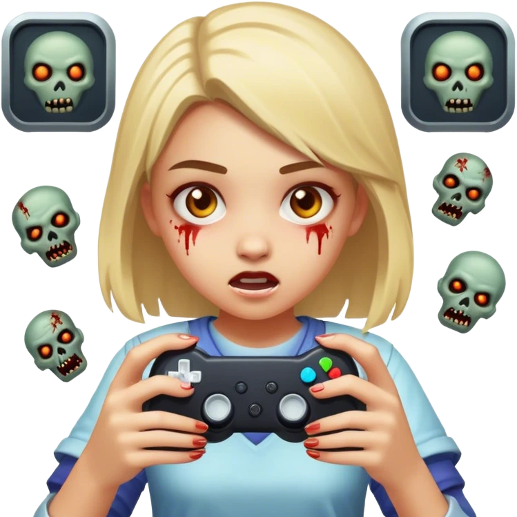 girl playing a videogame of zombies emoji