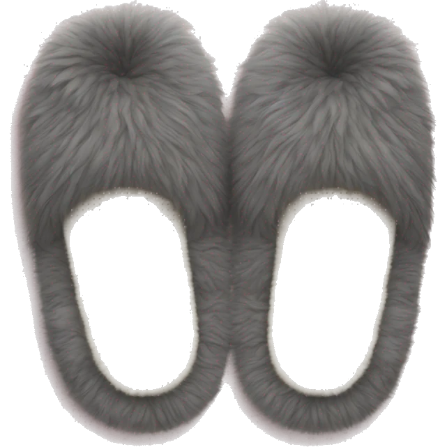 A pair of fuzzy slippers with a plush texture, resting on a soft rug. emoji