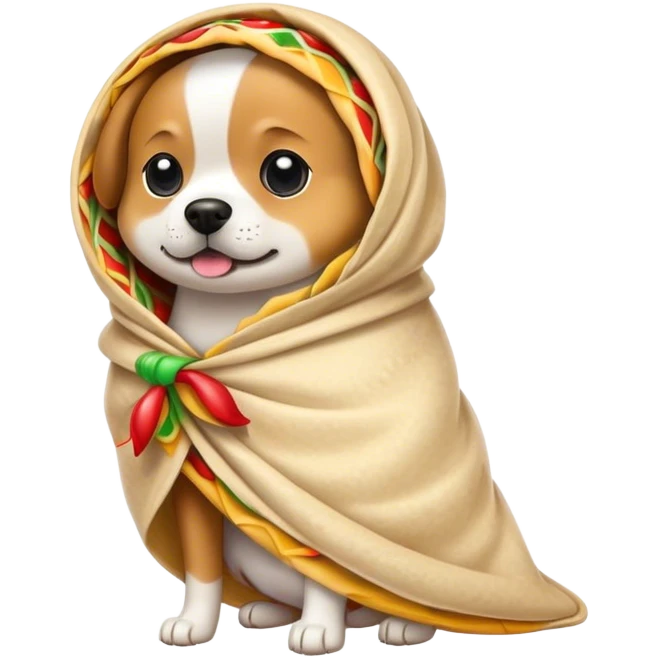Dog wearing a burrito costume emoji