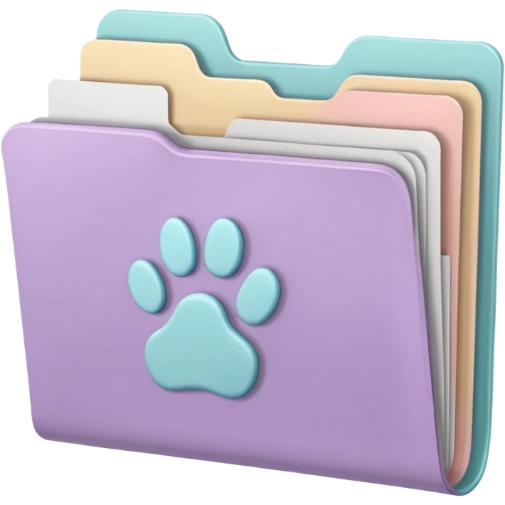 a pastel folder of documents with a pawprint on it emoji