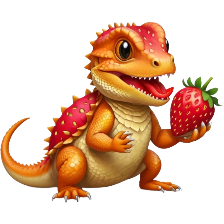 bearded dragon eating a strawberry emoji