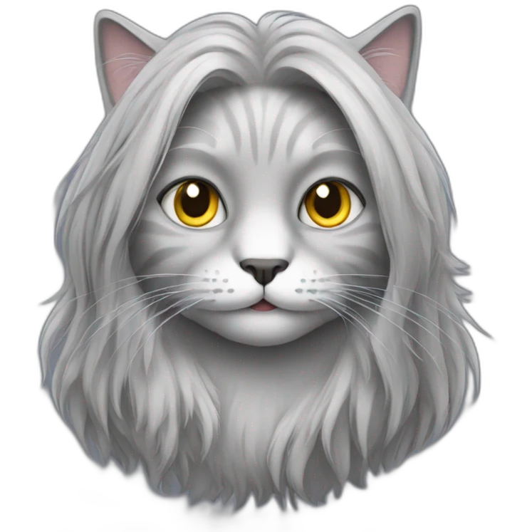 Long grey hair cat emoji