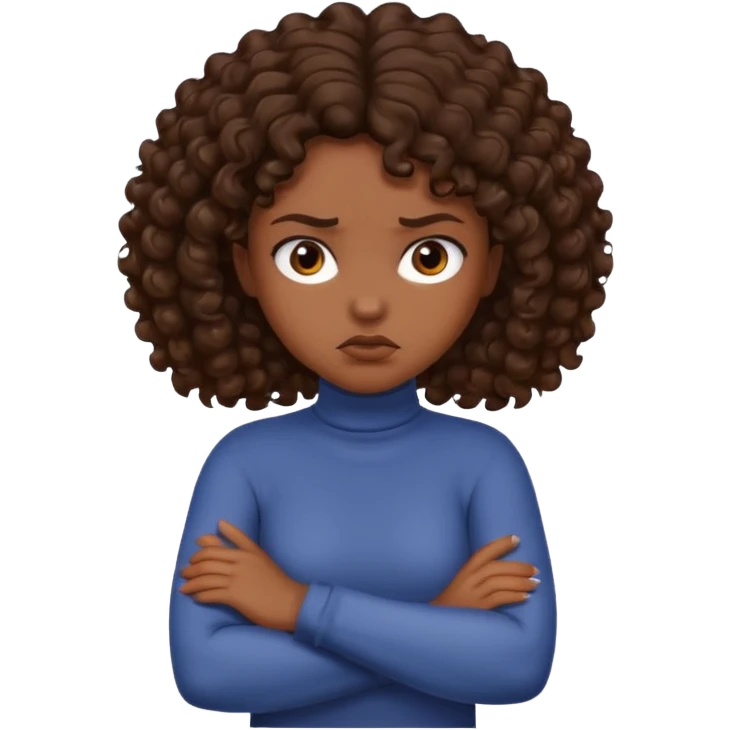 arms crossed around neck angry girl with dark skin and brown curly hair  emoji