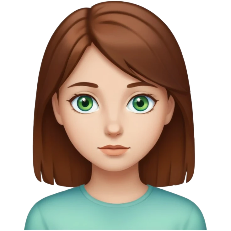 Girl with blue and green eyes with brown hair  emoji