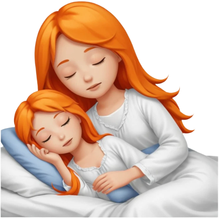Orange long hair girl sleeping in bed alone emoji