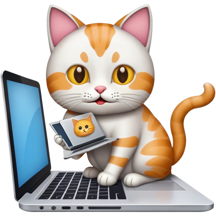 Cat eating laptop emoji