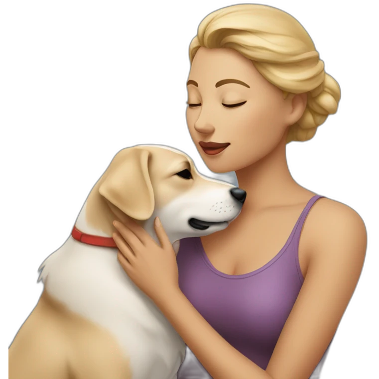 A woman kissing a dog  emoji