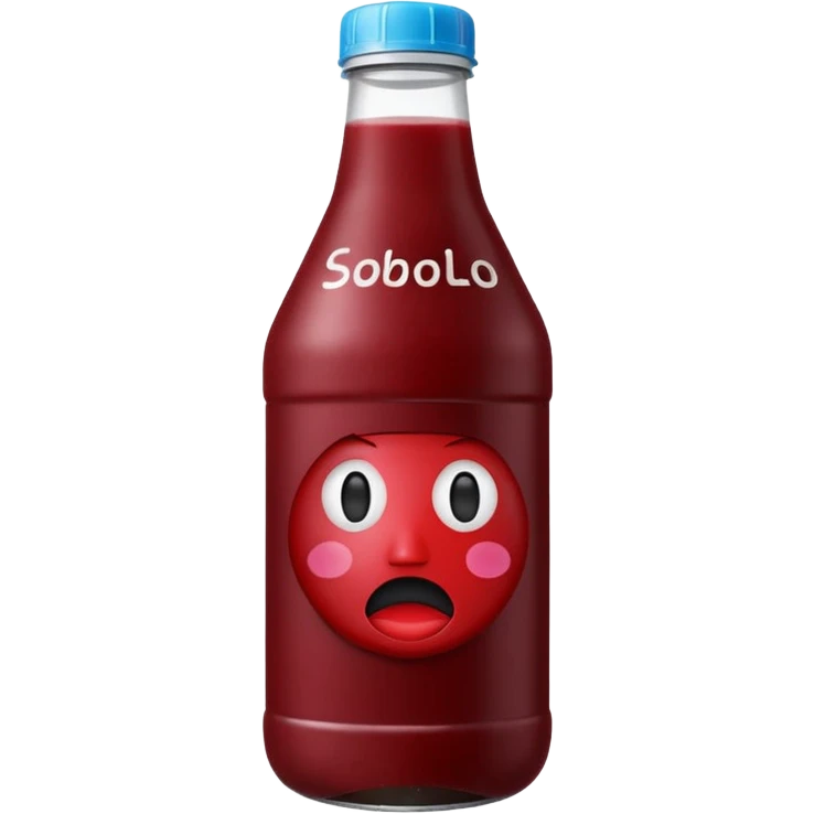 sobolo emoji (Ghanaian frink) in a plastic bottle and make the juice dark red  no face write sobolo on it emoji