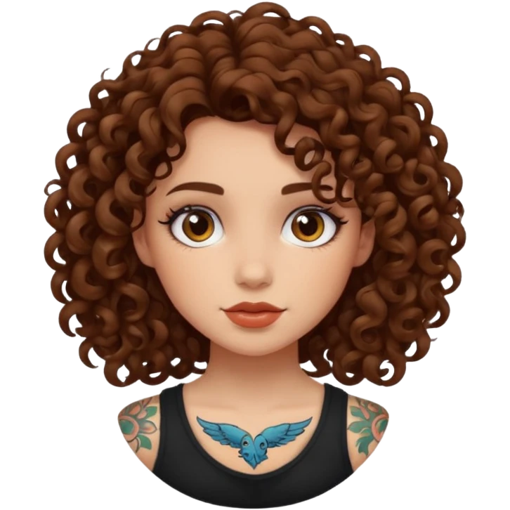 curley hair tattoo girl emoji