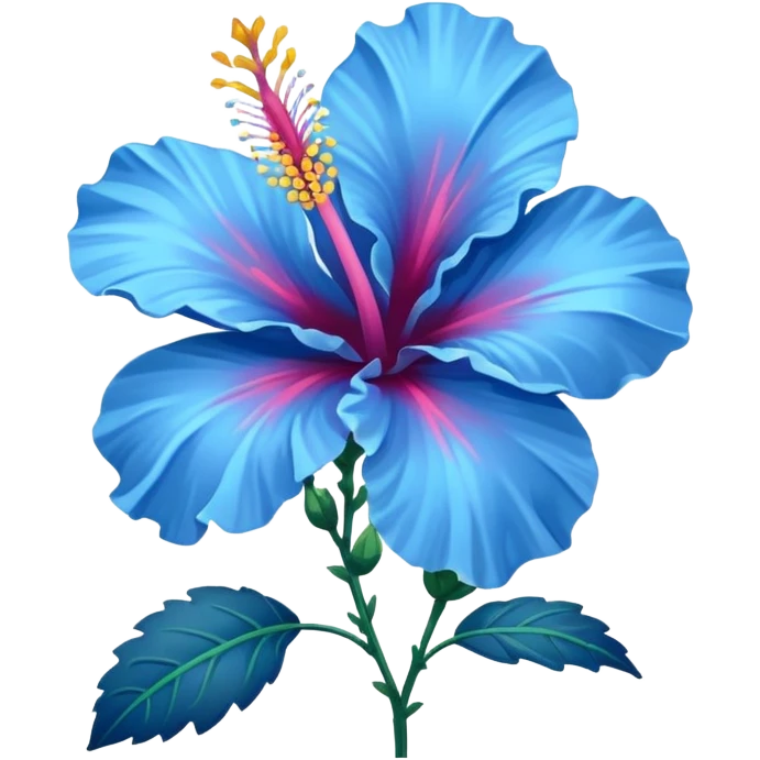 blue hibiscus flower, clear and simple, suitable for emoji use emoji