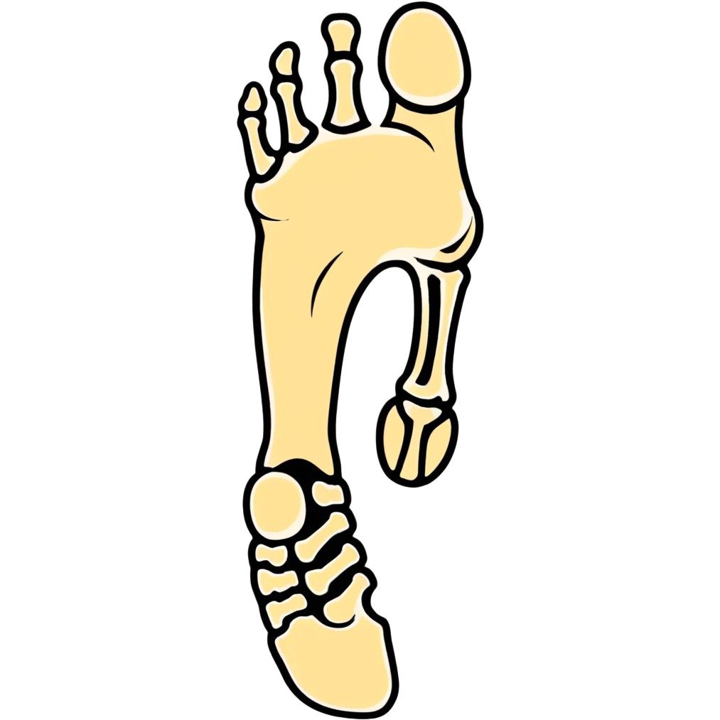 skeleton foot with visible bones, anatomical bone structure of human foot emoji