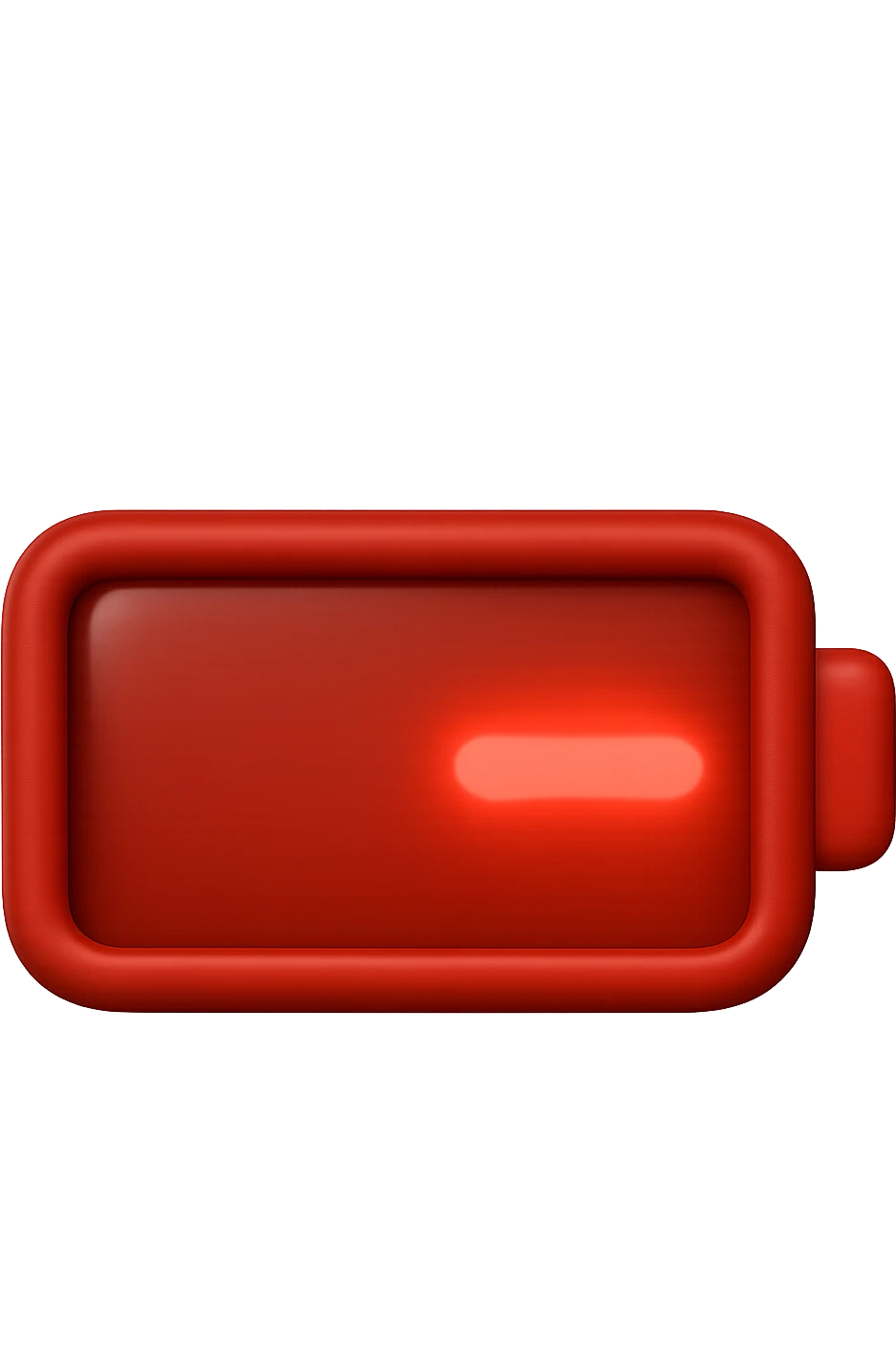 EMOJI STILE IPHONE DI UNA BATTERIA ROSSA SCARICA IN 3D emoji