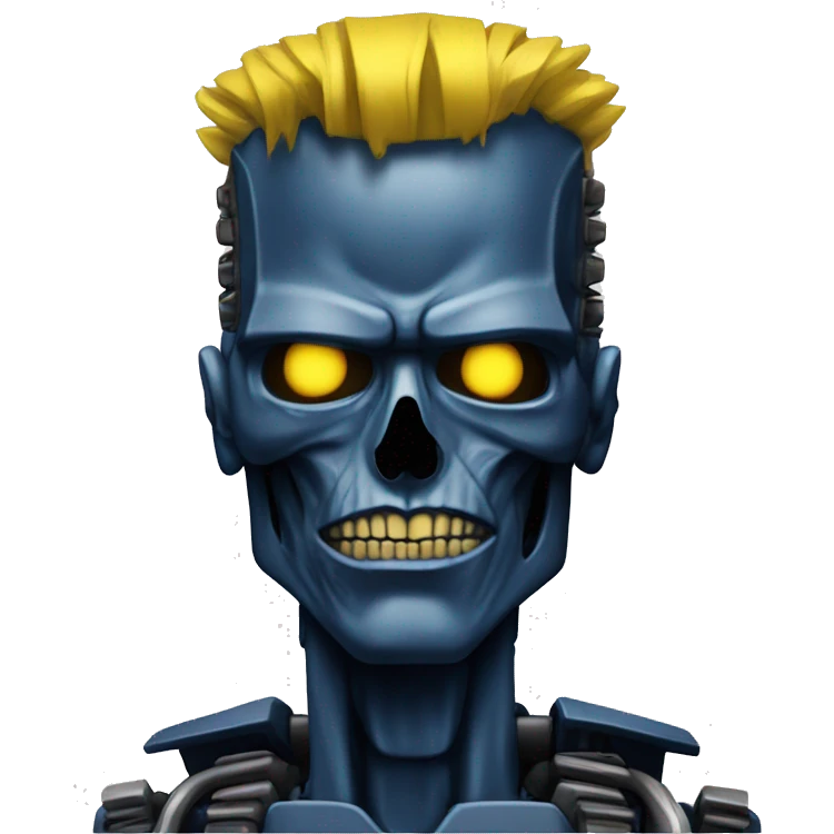 Terminator robot head with dark blue skin and yellow Mohawk  emoji
